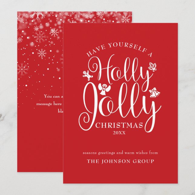 Carte de vacances Christmas Holly Jolly (Devant / Derrière)