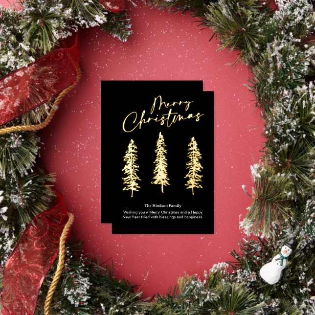 Carte de vacances Christmas Tree en or moderne (Insitu)