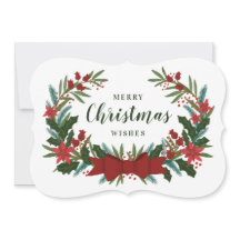 Carte de vacances classique de Noël verte Wreath