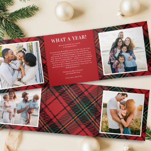 Carte de vacances classique Red Tartan multiphoto