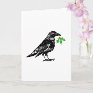 Carte de vacances - Corbeau avec gui