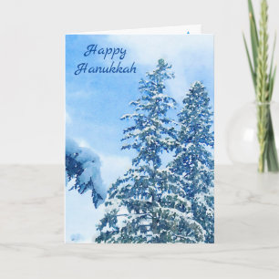 Carte de vacances Couvert neige hiver Pin Bleu Arb
