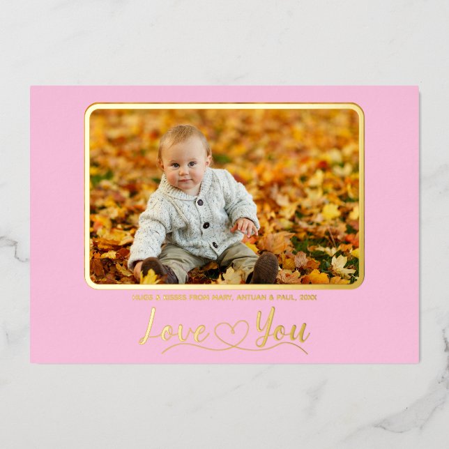 Carte de vacances Cute Rose Modèle photo Foil (Recto)
