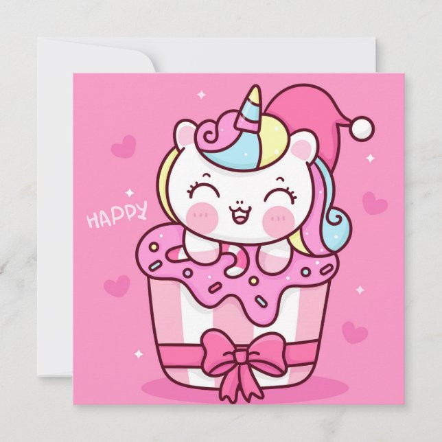 Carte de vacances Cute Unicorn (Devant)