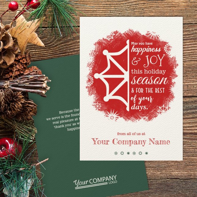 Carte de vacances d'affaires Red, Green Snowflake (red and green company business logo Christmas greeting cards)