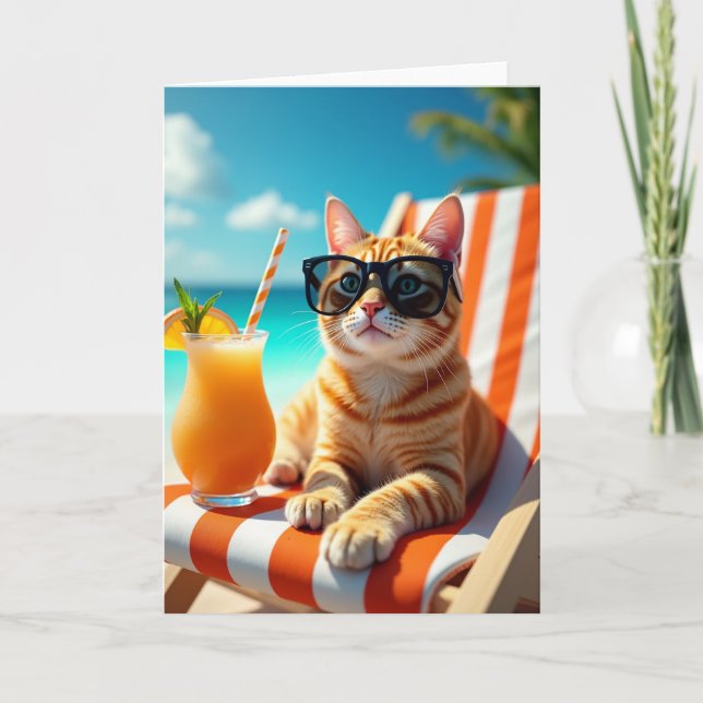 Carte de vacances de chat cool (Devant)