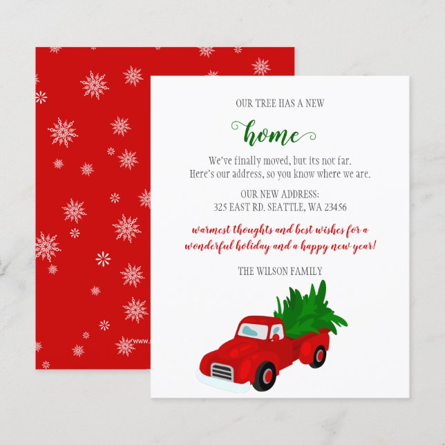 Carte de vacances de déménagement de l'arbre de No (Devant / Derrière)