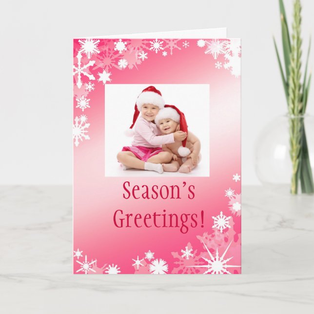 Carte de vacances de flocons de neige photo rouge (Devant)