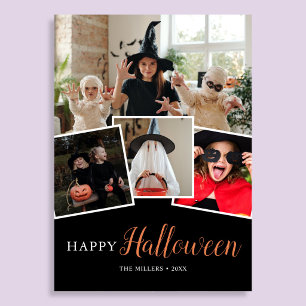 Carte de vacances de Halloween moderne noire avec 