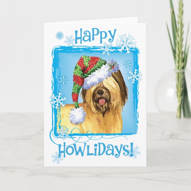 Carte de vacances de Happy Howlidays Briard (Devant)
