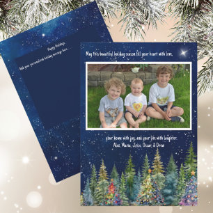 Carte de vacances de la forêt d'arbres de Noël