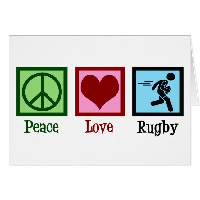 Carte de vacances de l'équipe de rugby Peace Love (Devant horizontal)