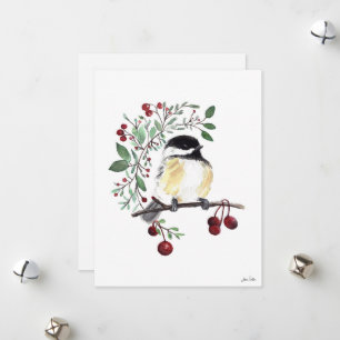 Carte de vacances de l'hiver avec mésange et baies