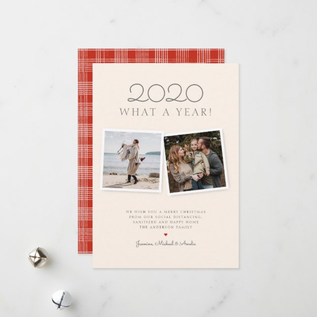 Carte de vacances de Noël 2020 dessinée à la main  (Devant/Arrière en situation)