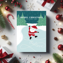 Carte de vacances de Noël à patinage de Santa - No