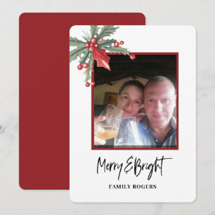 Carte de vacances de Noël à plat avec photo
