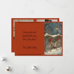 Carte de vacances de Noël à vélo