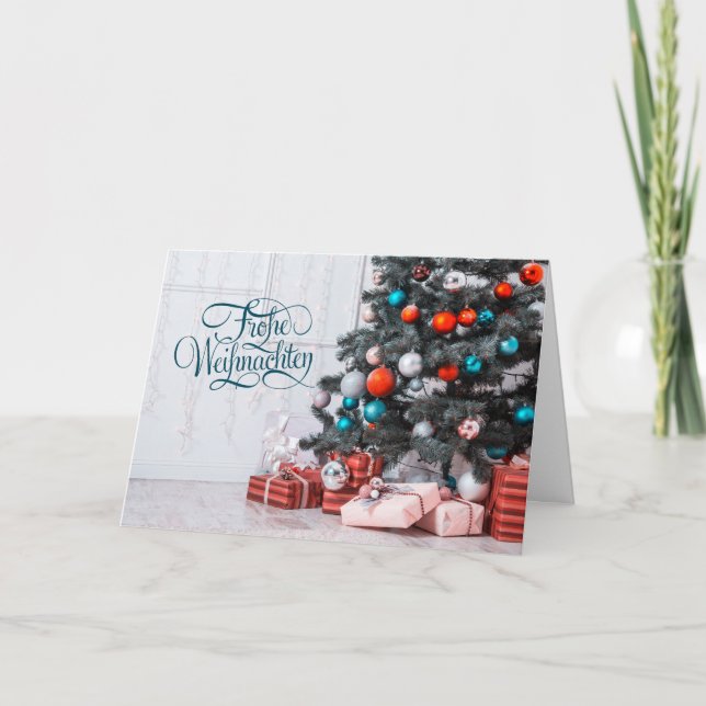 Carte de vacances de Noël allemand Baubles Tree (Devant)