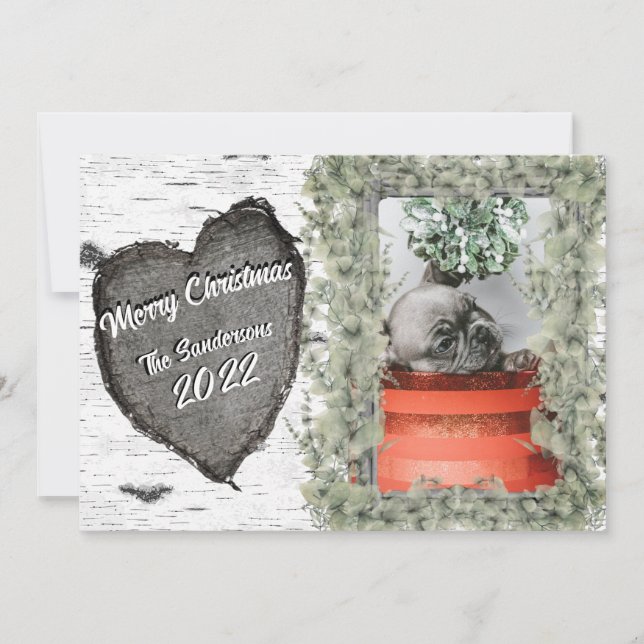Carte de vacances de Noël avec photo de famille en (Devant)