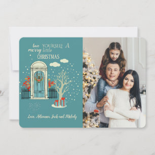 Carte de vacances de Noël avec photo de porte d'en