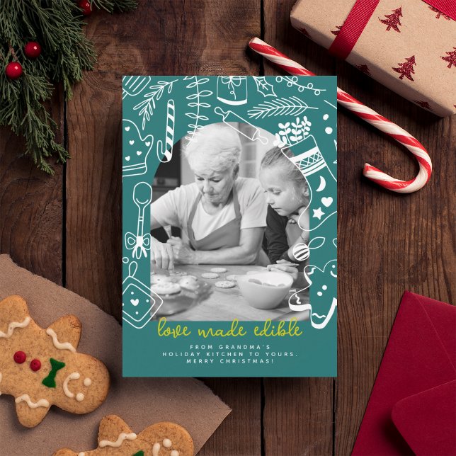 Carte de vacances de Noël Baking Green Recette (Créateur téléchargé)