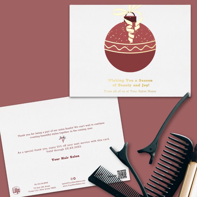 Carte de vacances de Noël Bauble Foil Accents de s (Christmas Bauble Foil Accents Season Holiday Card)