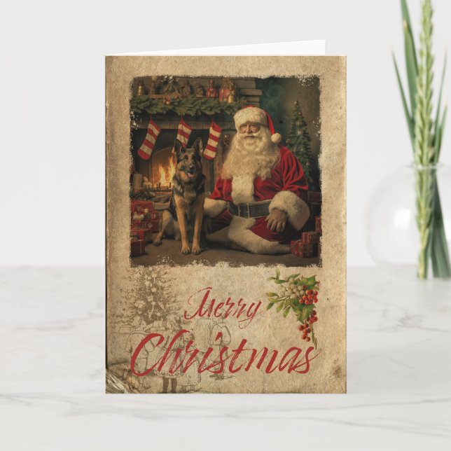 Carte de vacances de Noël berger allemand (Devant)