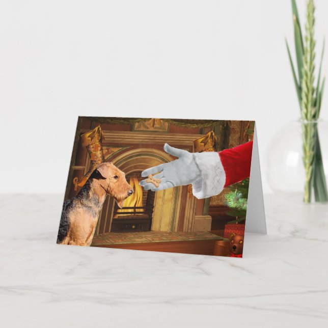 Carte de vacances de Noël d'Airedale Terrier (Devant)