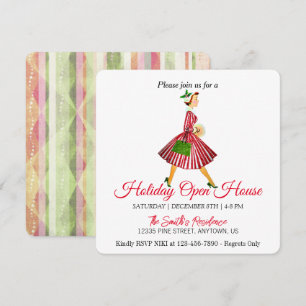 Carte de vacances de Noël de la dame rétro