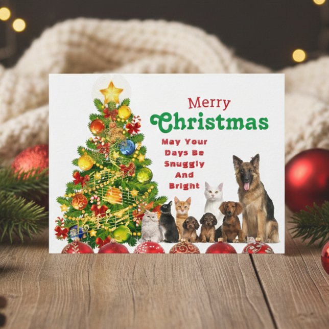 Carte de vacances de Noël de la famille des animau (Animal Family Christmas Holiday Card)