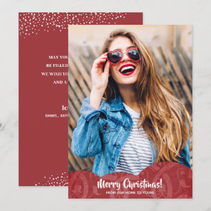 Carte de vacances de Noël en lin rouge Filigen