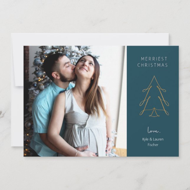 Carte de vacances de Noël Gold Tree (Devant)