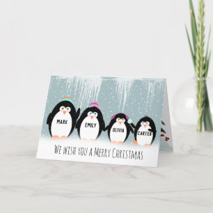 Carte de vacances de Noël Penguin Famille