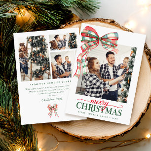 Carte de vacances de Noël photo rouge vert