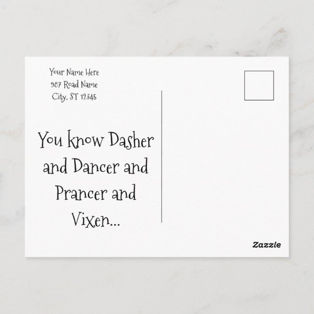 Carte de vacances de Noël Reindeer Market Sauser (Dos)