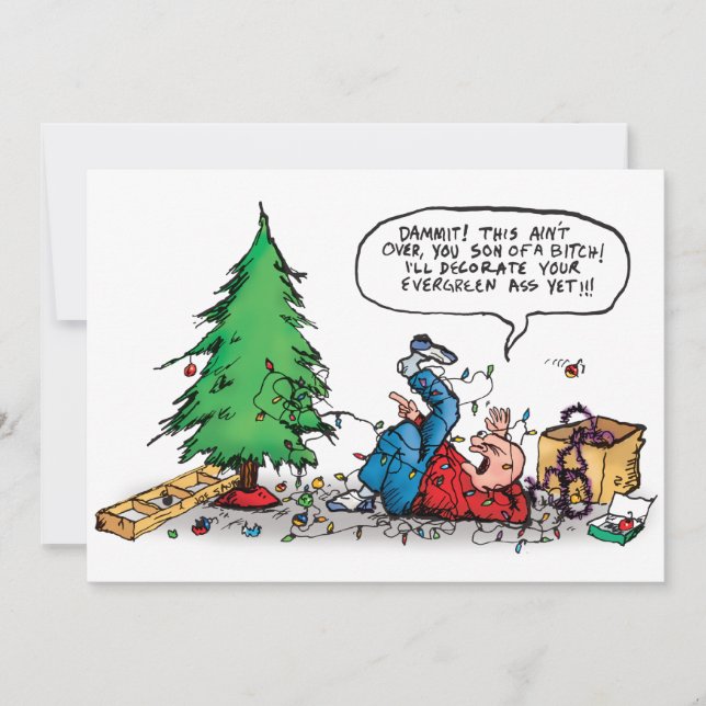 Carte de vacances de Noël Tree Fight (Devant)