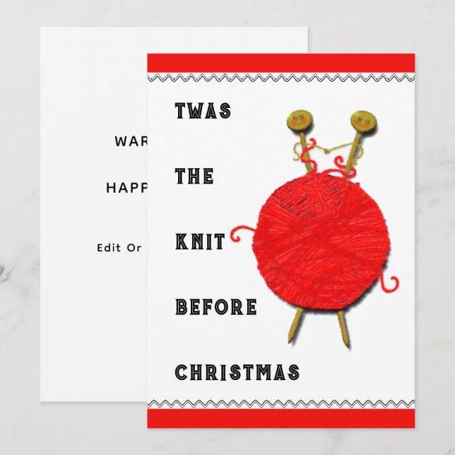 Carte de vacances de Noël tricot (Devant / Derrière)