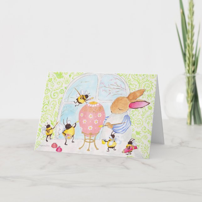 Carte de vacances de Pâques Bunny et abeilles (Devant)