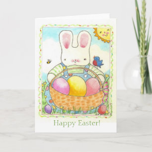 Carte de vacances de Pâques Lapin de panier
