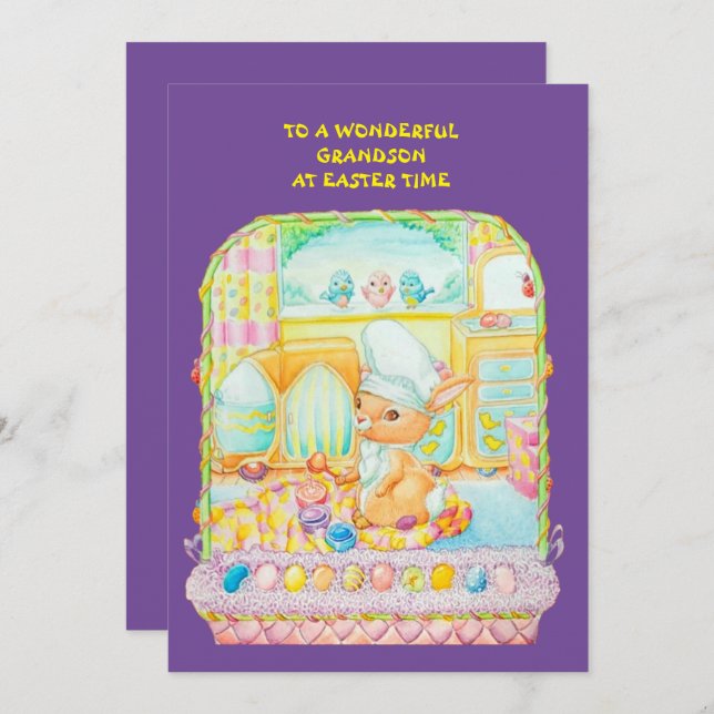 Carte de vacances de Pâques pour petits-fils (Devant / Derrière)