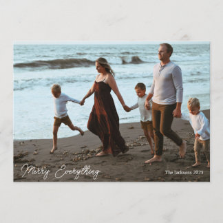 Carte de vacances de photo de famille simple et él