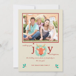 Carte de vacances de photo de joie de renne