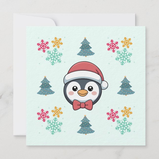 Carte de vacances de pingouin mignonne – Joie d'hi (Devant)