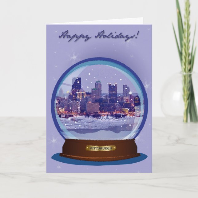 Carte de vacances de Pittsburgh Snowglobe (Devant)