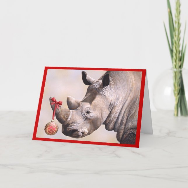 Carte de vacances de rhinocéros et d'ornement (Devant)