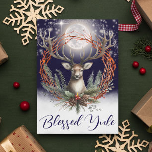 Carte de vacances de Yule Winter Solstice Stag