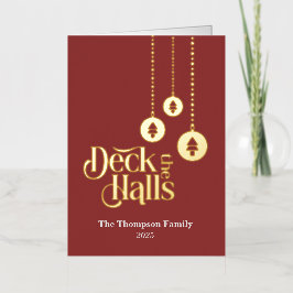 Carte de vacances "Deck the Halls" Red Folk Foil