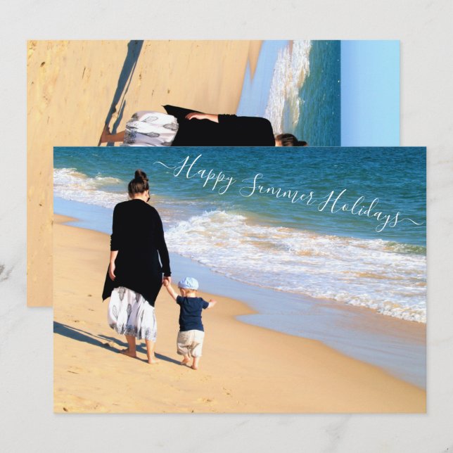 Carte de vacances d'été joyeuses avec photo person (Devant / Derrière)