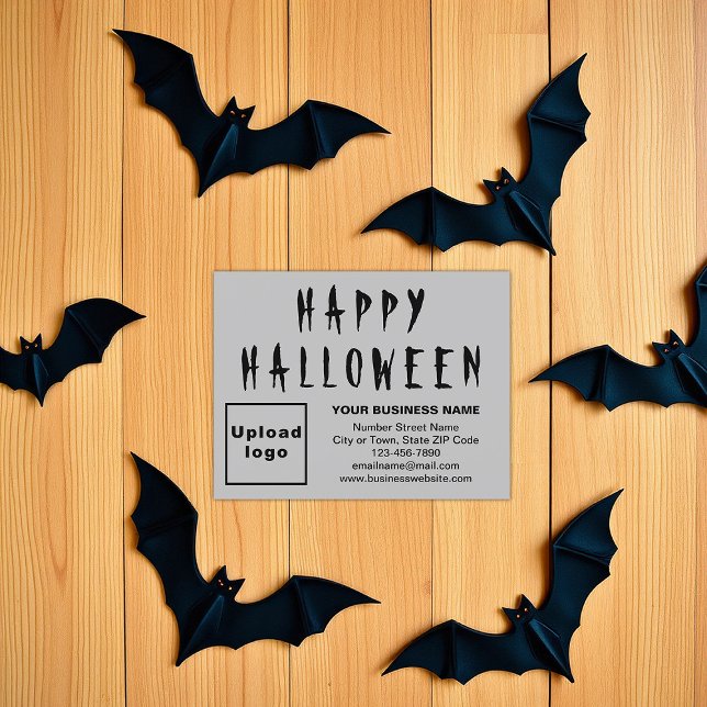 Carte de vacances d'Halloween petite grise (Gray Halloween business flat holiday card)