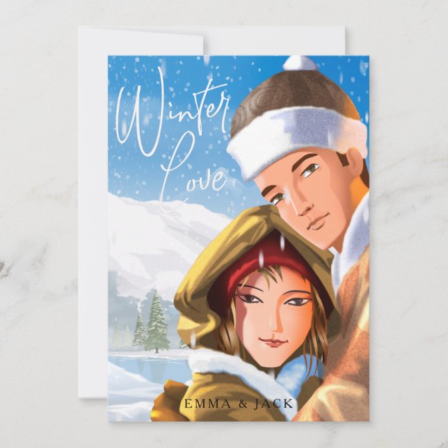 Carte de vacances d'hiver à l'aquarelle mignonne p (Devant)